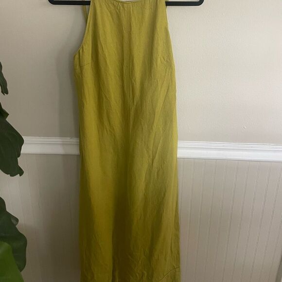 Zara Women's Green Linen Spaghetti Strap Maxi Dress Small - Picture 4 of 8